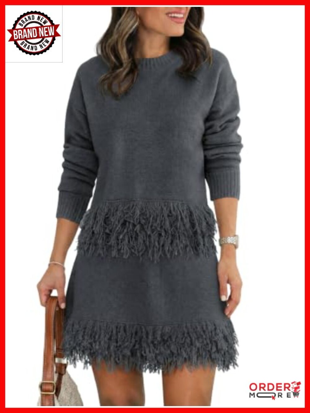 Fringe Knit Sweater and Mini Skirt 2 Piece Set Casual Fall Outfit